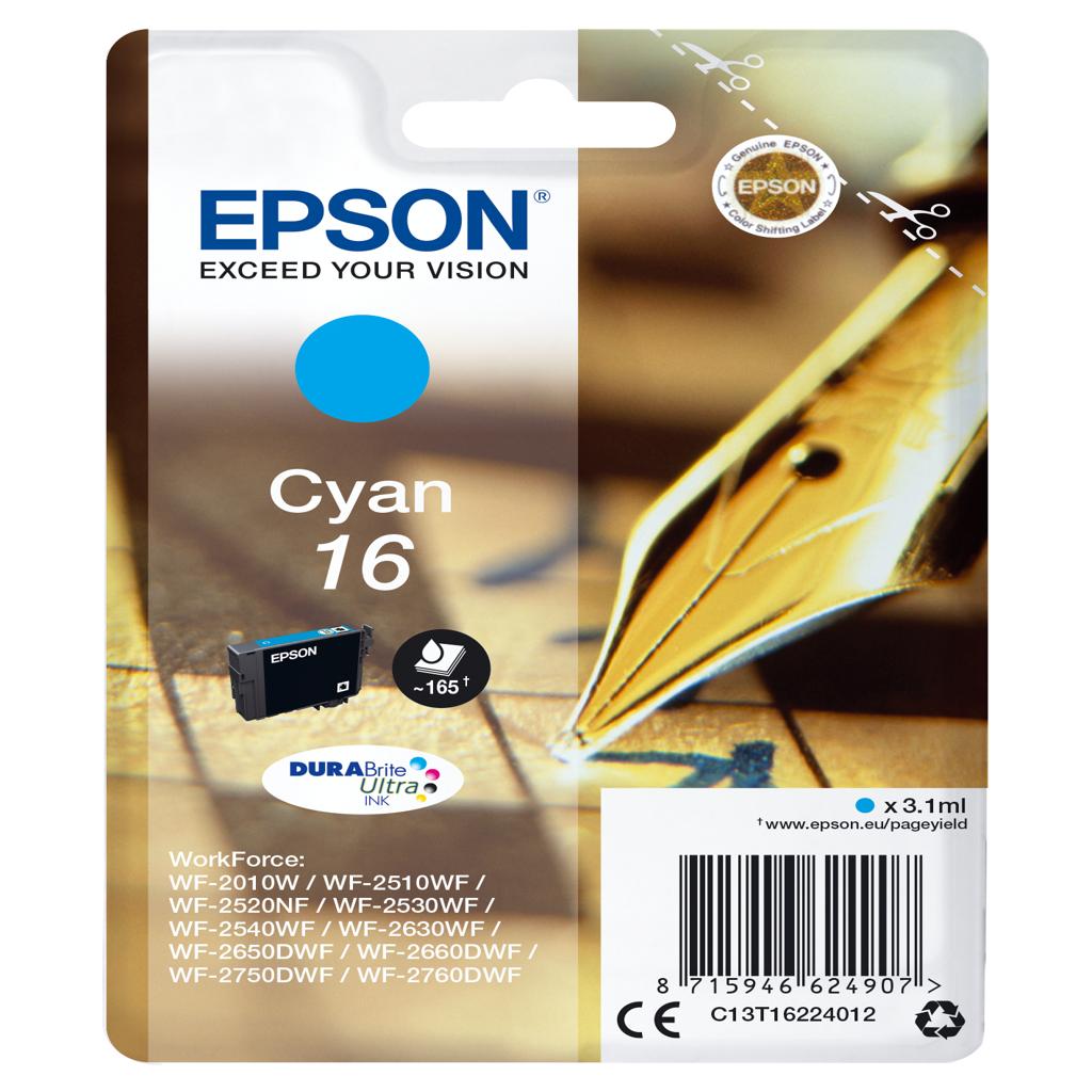 [15567] [C13T16224022] Epson DURABrite Ultra Ink Cartucho Cian 16 (Blister+ Alarma acustico/Radiofrecuencia)