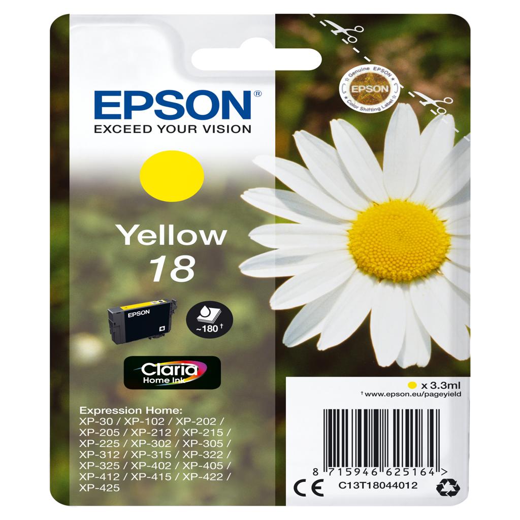 [15326] [C13T18044022] Epson Expression Home XP-102/205/305/405 Cartucho Amarillo (Radiofrecuencia)