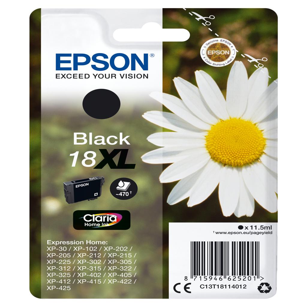 Epson Expression Home XP-102/205/215/305/322/405/422 Cartucho Negro Alta Capacidad 18XL