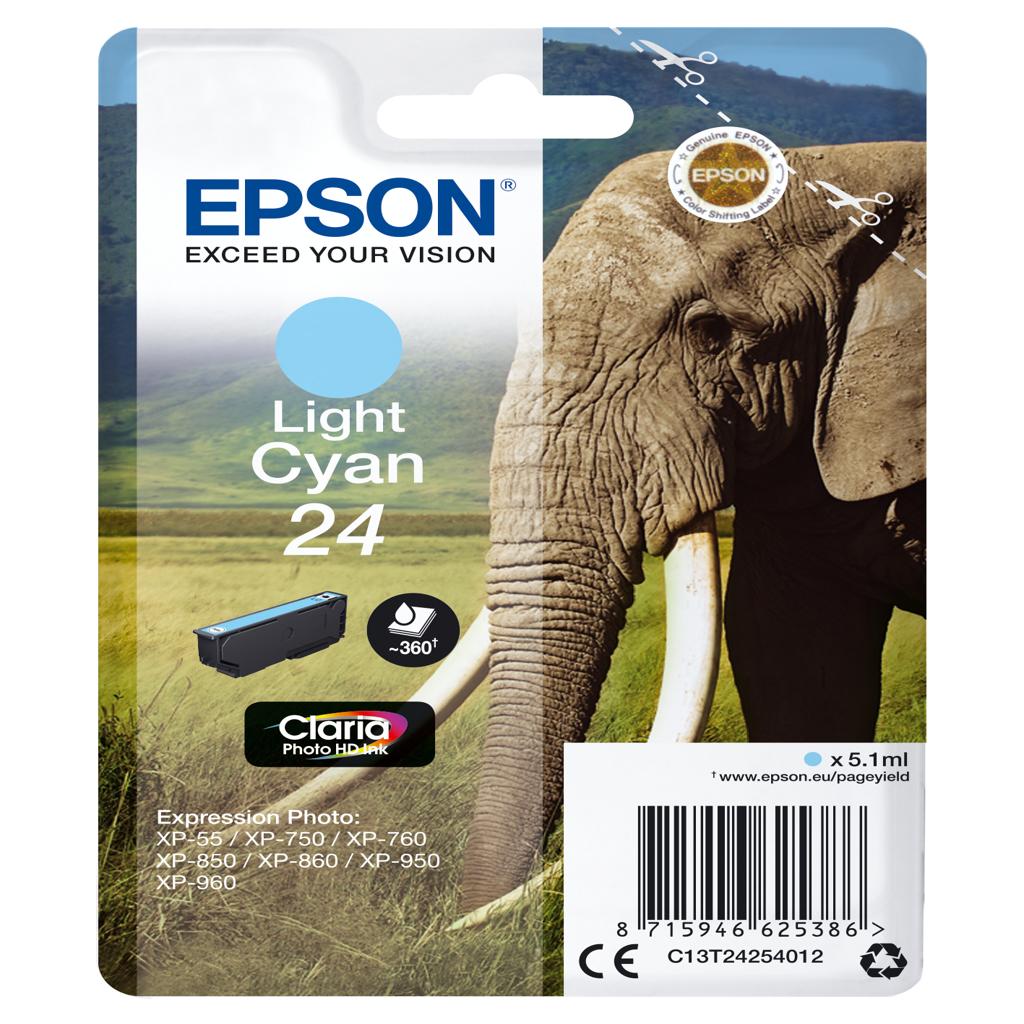 [15619] [C13T24254022] Epson Claria Photo HD Ink Cartucho Cian Claro 24 (Alarma Radiofrecuencia)