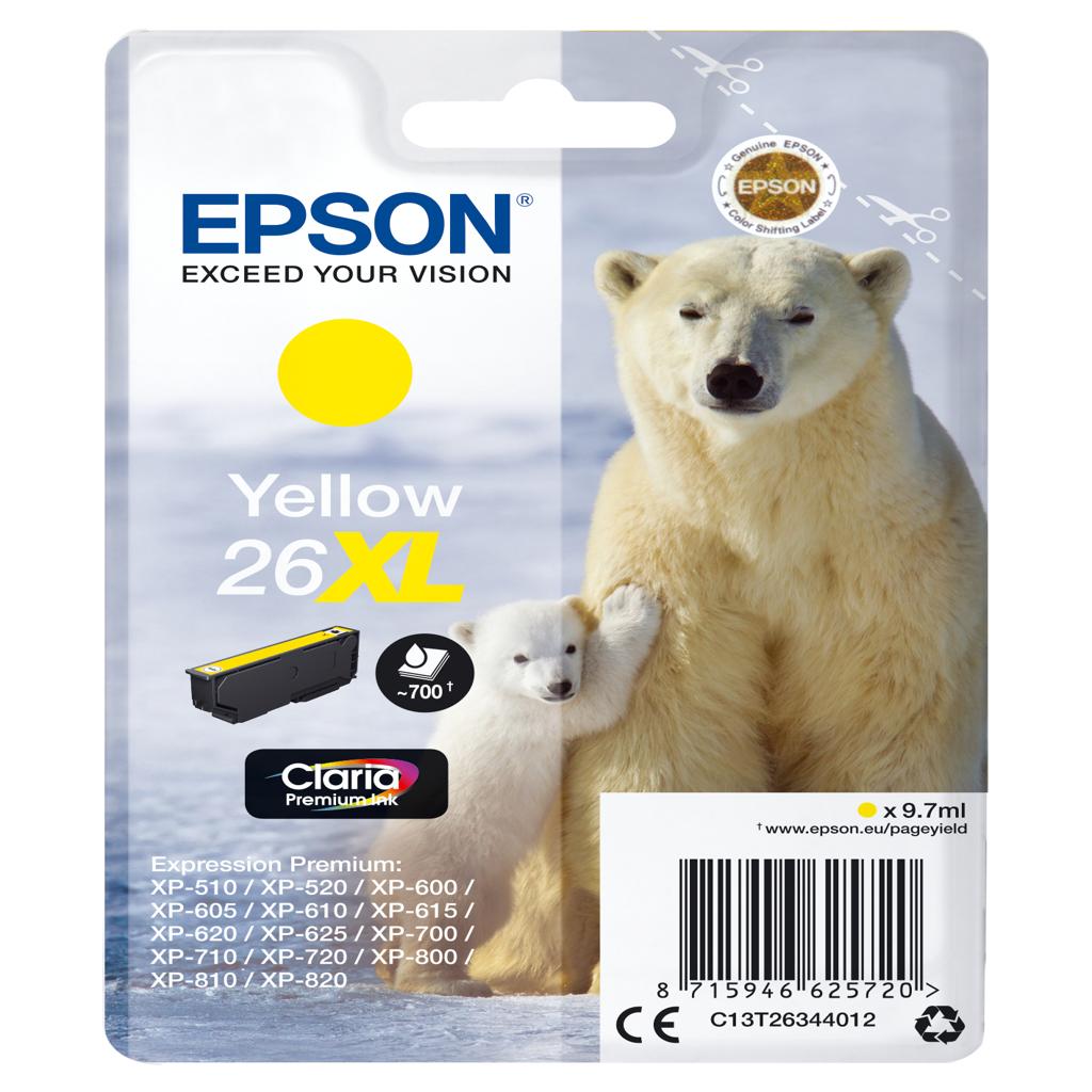 [15530] [C13T26344012] Epson Claria Premium Cartucho Amarillo 26XL Alta Capacidad Expression Premium XP-510