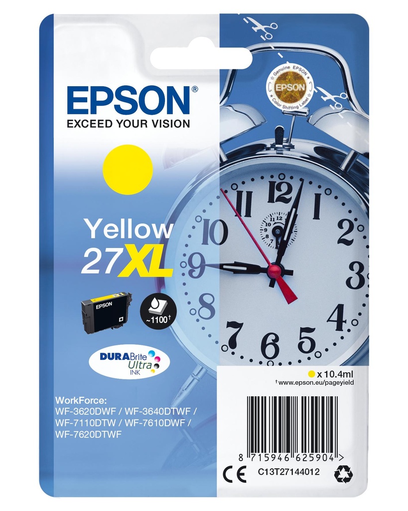 [18747] [C13T27144012] Epson WorkForce WF-3000 y WF-7000 Cartucho Amarillo de Alta Capacidad nº27XL