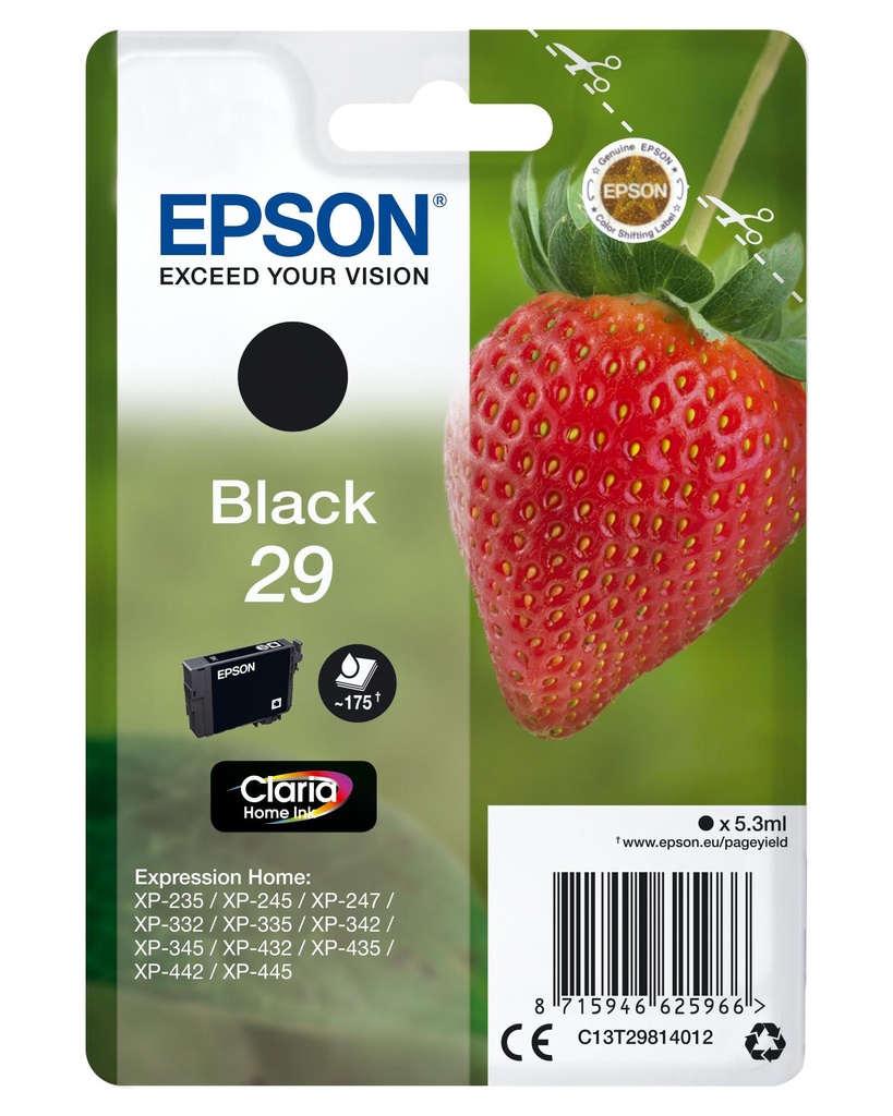 [30669] [C13T29814012] EPSON Expression Home XP-235 Cartucho Negro nº29
