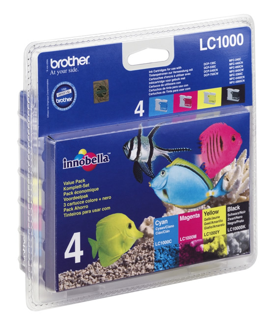 [11519] [LC1000VALBP] BROTHER Pack cartuchos Negro, Cian, Magenta y Amarillo MFC/DCP-130C/240C/330C/440CN  (500 pag.)