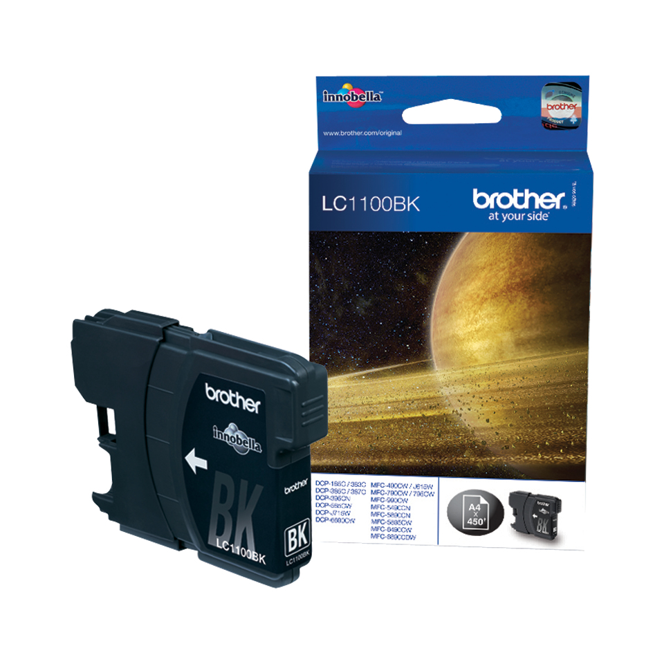 [17898] [LC1100BK] BROTHER Cartucho de tinta negro DCP-385C/ MFC-6490CW/5490cn, . 450 pag.