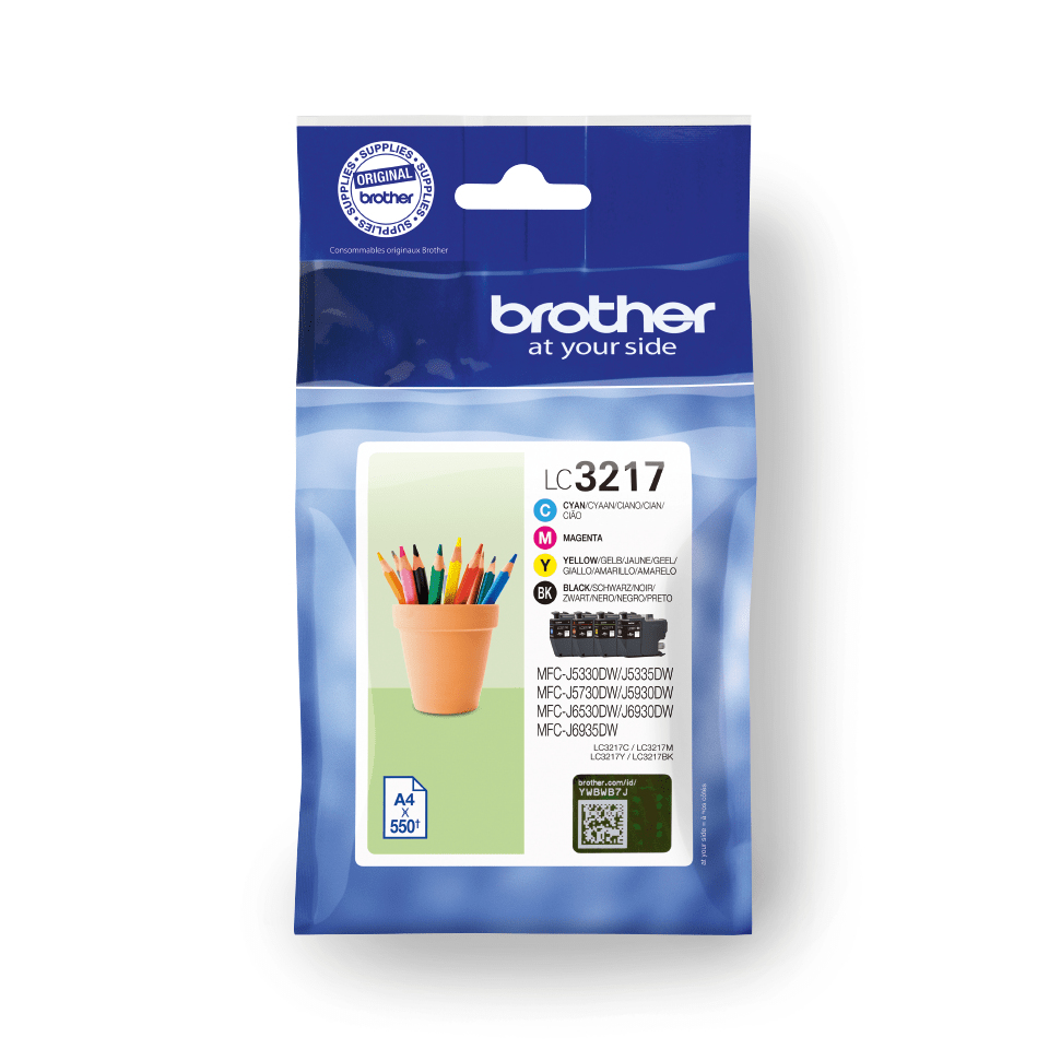 [38697] [LC3217VAL] BROTHER Pack de 4 cartuchos de tinta negro, cian, magenta y amarillo LC3217VAL para MFCJ5330, MFCJ65