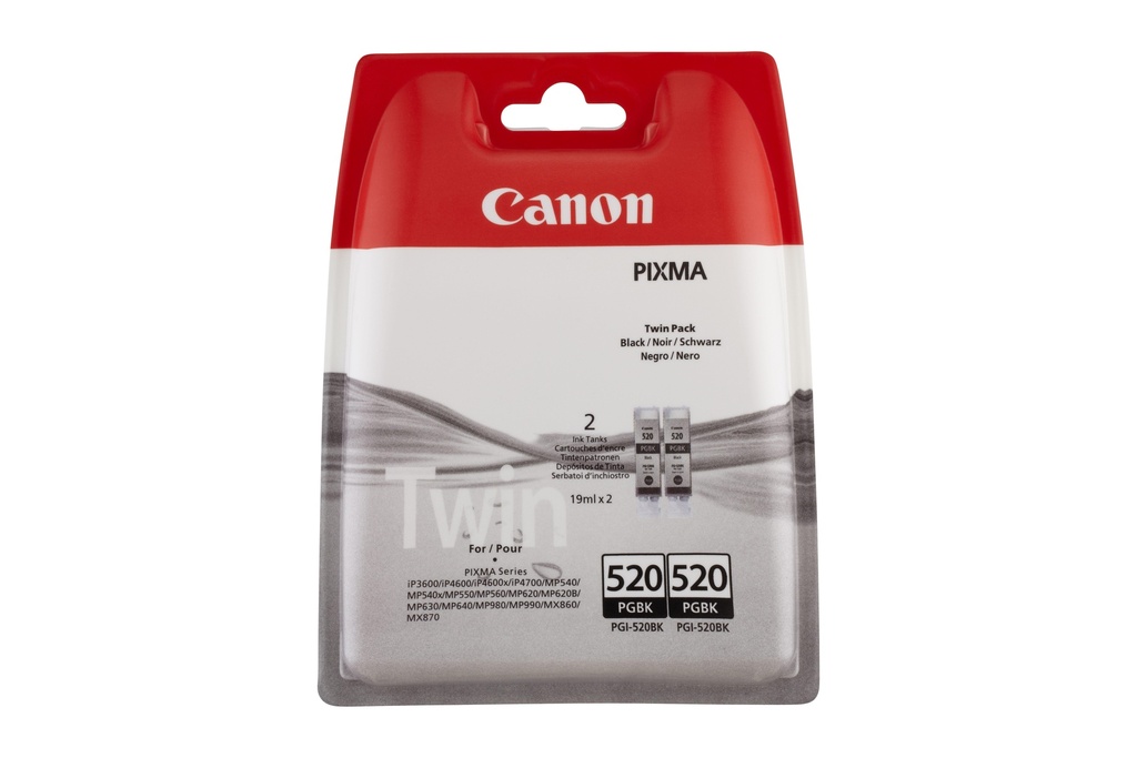 [55537] [2932B012] Canon Cartucho PGI-520BK Twin Pack, Negro, PIXMA MX870 PIXMA MX860 PIXMA IP3600 PIXMA MP630