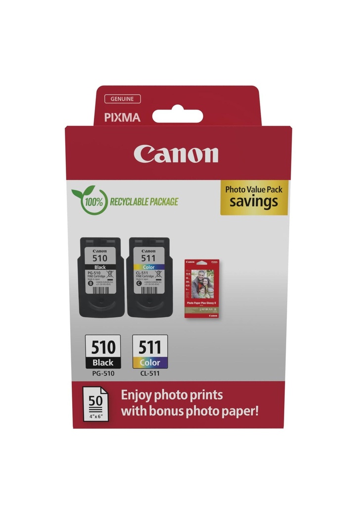 [63606] [2970B017] CANON Pack PG510/CL511 Photo Value Pack ECO