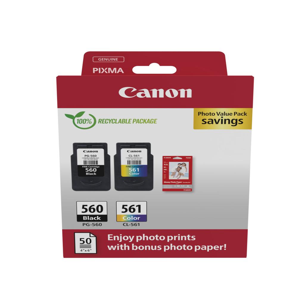 [59377] [3713C008] CANON Pack 2 PG560/CL561 Photo Value Pack ECO + Photo Paper PP-201 carton