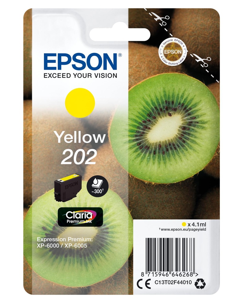 [34038] [C13T02F44020] EPSON Singlepack Yellow 202 Claria Premium Ink