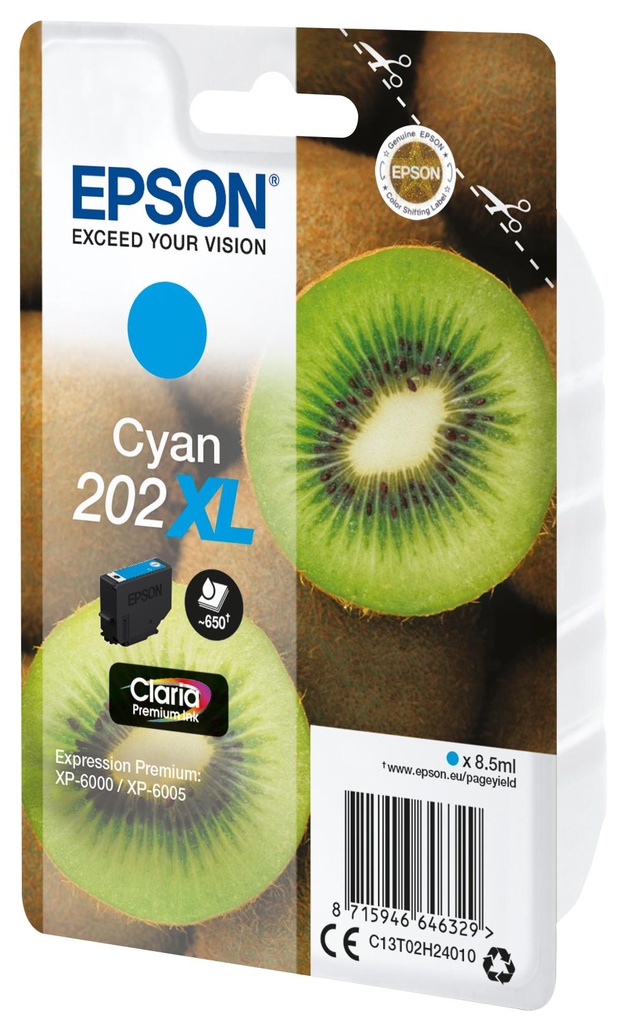 [34044] [C13T02H24010] EPSON Singlepack Cyan 202XL Claria Premium Ink