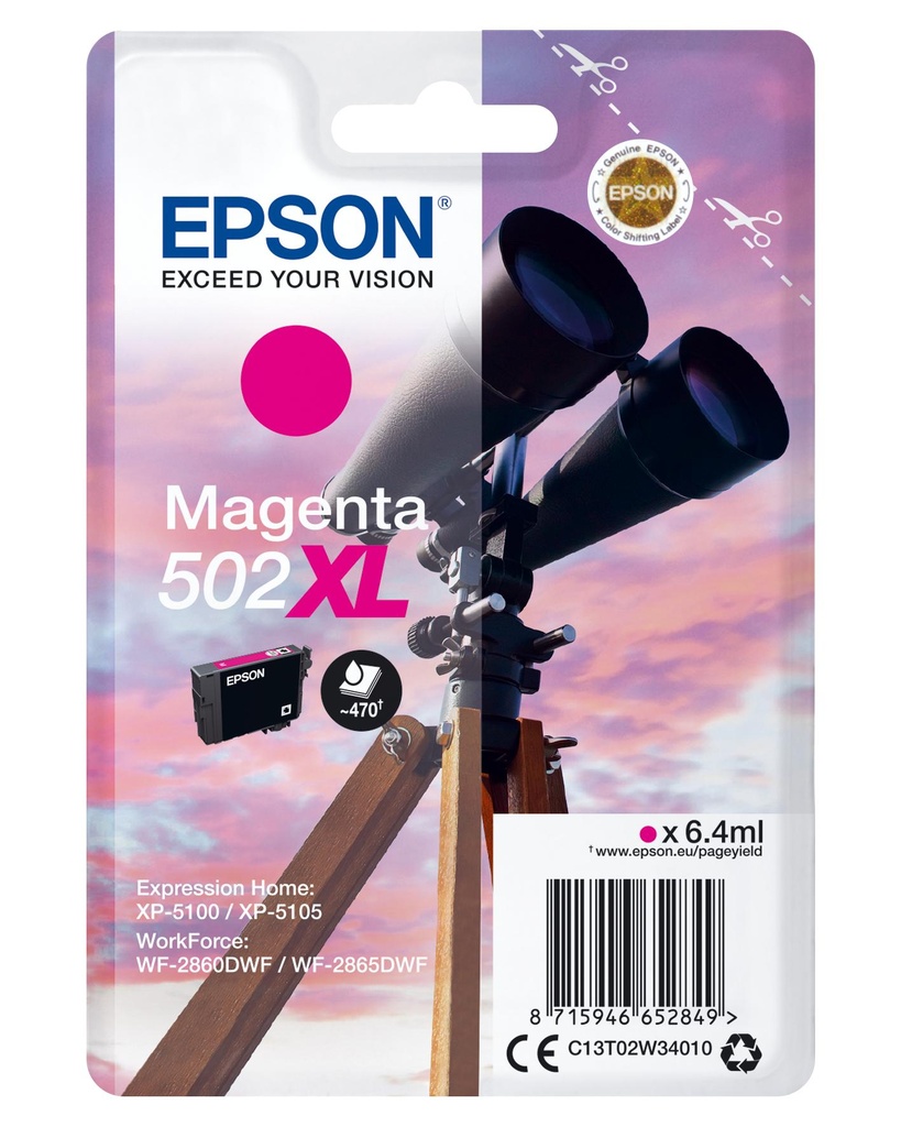 [34555] [C13T02W34010] EPSON Singlepack Magenta 502XL Ink