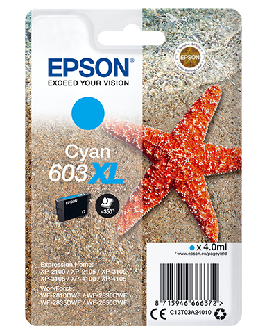 EPSON tinta Cyan XL Estrella de mar 1 tinta 603XL RF / AM Single
