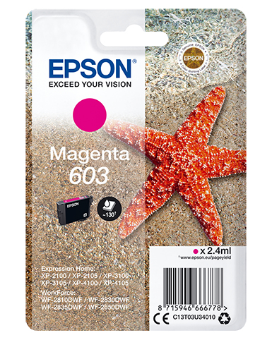 [37521] [C13T03U34020] EPSON tinta Magenta Std Estrella de mar 1 tinta 603 RF / AM Single