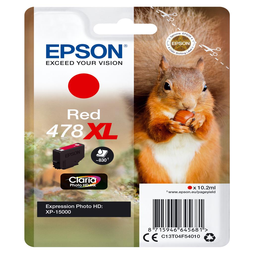 [34143] [C13T04F54020] EPSON Singlepack ROJO 478XL Claria Photo HD Ink ardilla  RF+AM