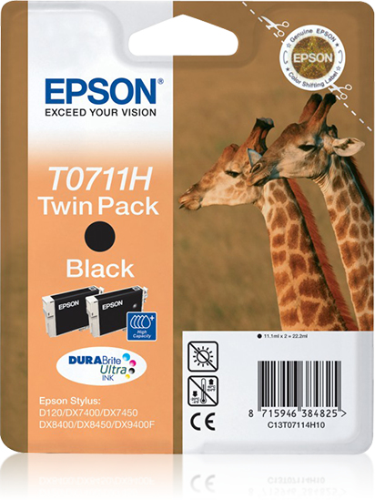 [11499] [C13T07114H10] Epson Stylus D120/DX7400 Pack 2 Cartuchos de Alta capacidad