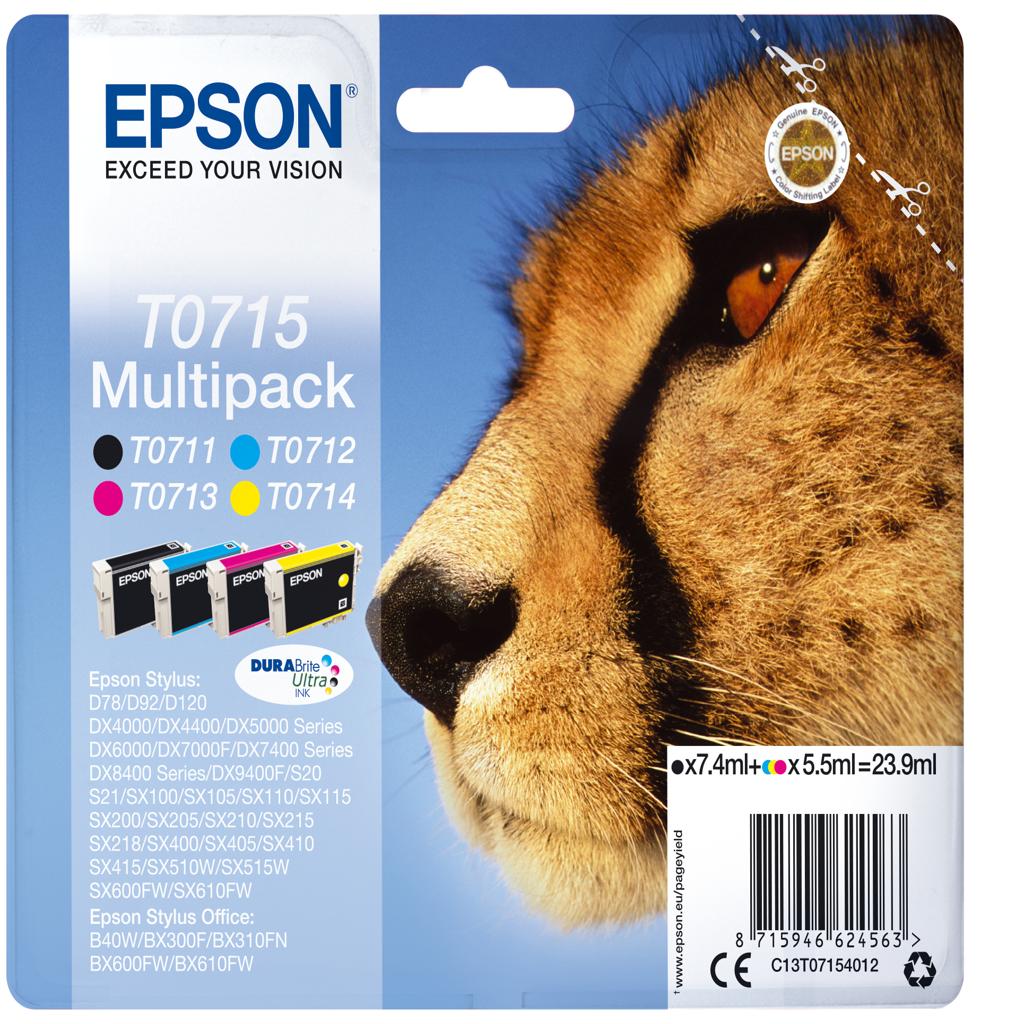 Epson Stylus D-78/92/120/SX218 DX-4000/5000/6000/7000F Pack 4 Cartuchos (T0711+T0712+T0713+T0714)
