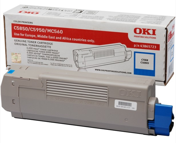 [11863] [43865723] OKI C-5850/5950/MC560 Toner Cian 6k