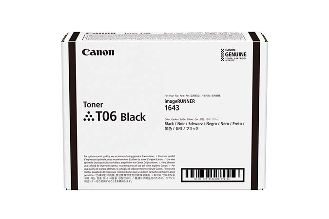 CANON Toner negro T06 para Ir 1643i 1643iF 1643Ip SENSYS X 1643P 3526C002