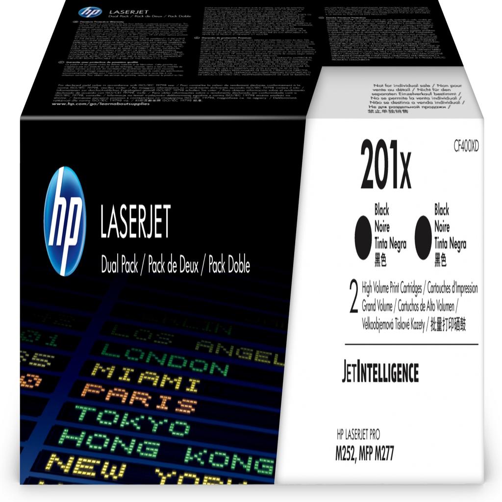 [32565] [CF400XD] HP Laserjet 201X Pack 2 Toner Negro Alta Capacidad 2800 PaG.