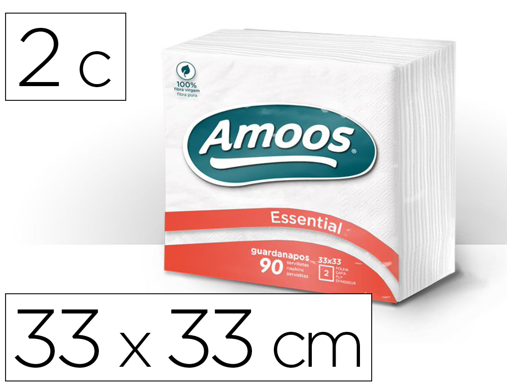 [78537] Servilleta celulosa amoos 33x33 cm 2 capas paquete de 90 unidades