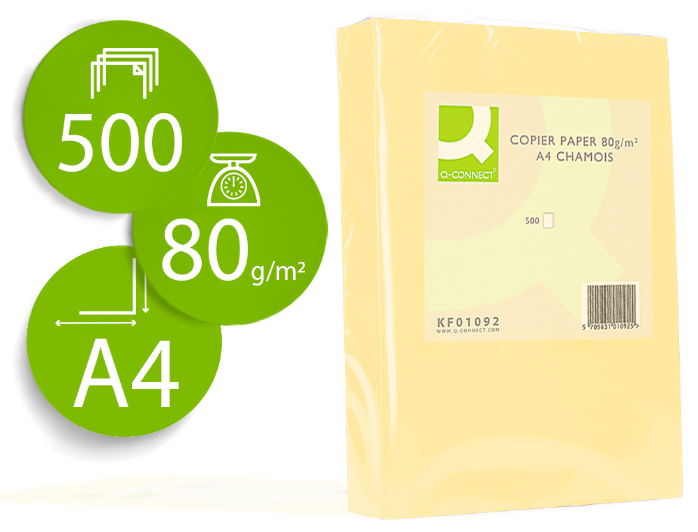 [72052] Papel color q-connect din a4 80gr champagne paquete de 500 hojas