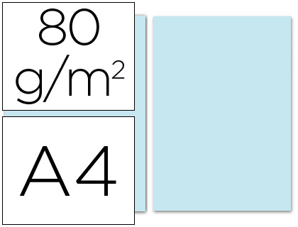 [28253] Papel color liderpapel a4 80gr celeste paquete de 100 hojas