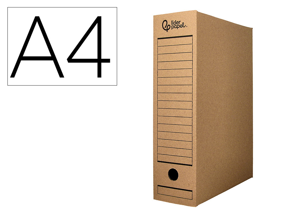 [171291] Caja archivo definitivo liderpapel din a4 carton reciclado 325g/m2 lomo 82 mm kraft 325x82x250 mm