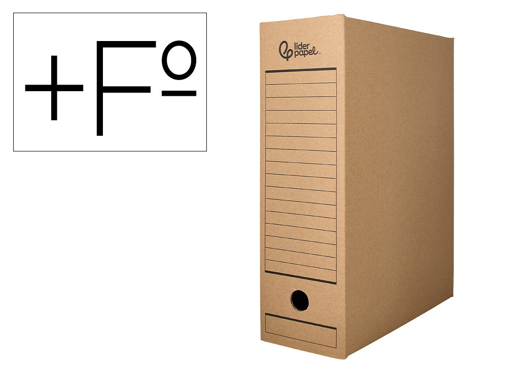 [171286] Caja archivo definitivo liderpapel folio prolongado carton reciclado 325g/m2 lomo 116 mm kraft 388x116x275 mm