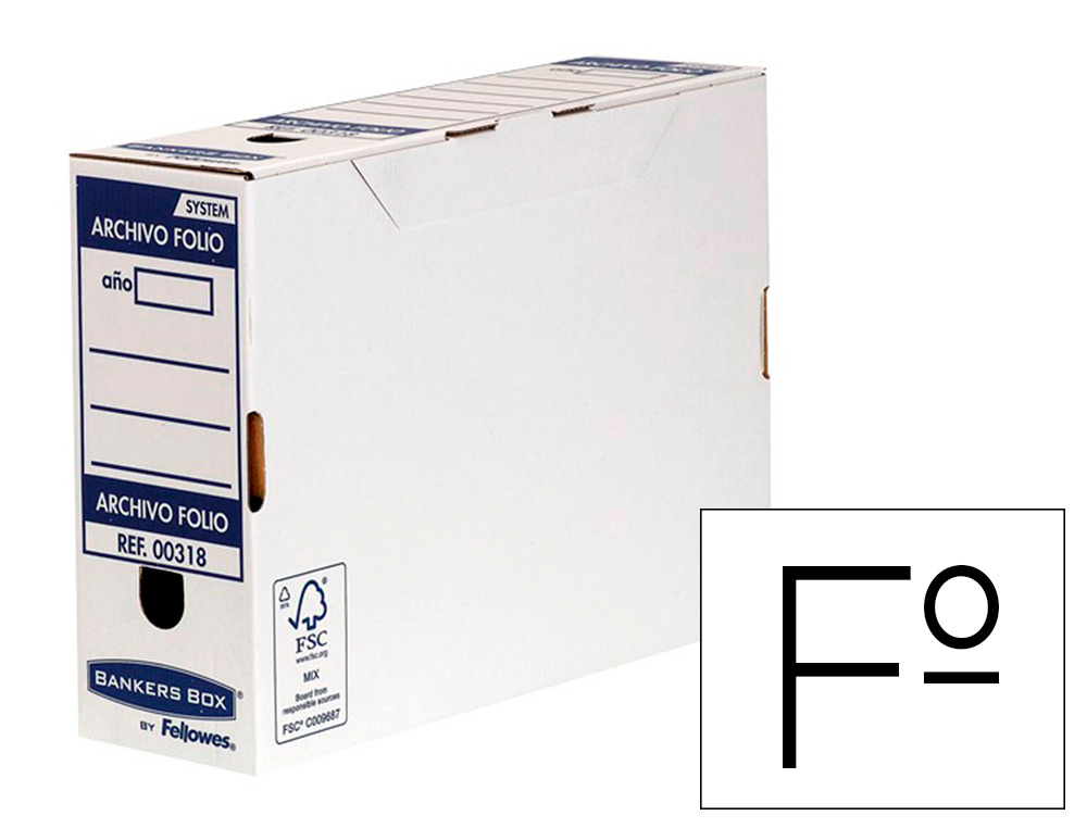 [162978] Caja archivo definitivo fellowes folio carton reciclado 100% lomo 100 mm montaje automatico color azul