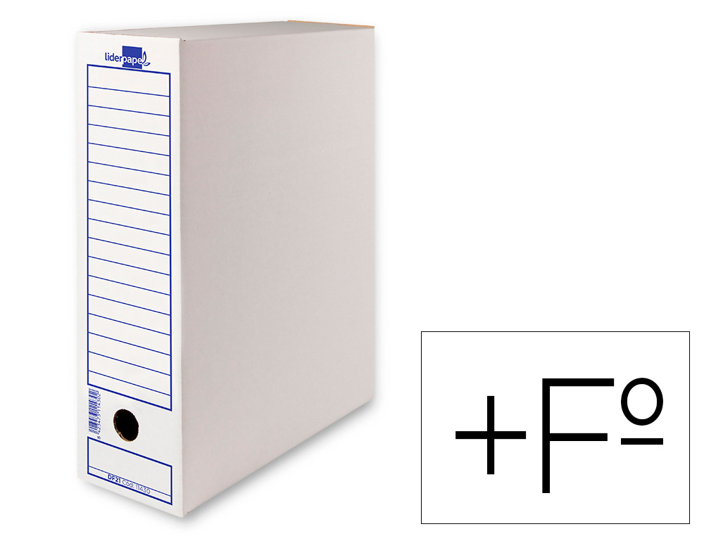 [14310] Caja archivo definitivo liderpapel folio prolongado carton reciclado 325g/m2 lomo 116 mm blanco 388x116x275 mm