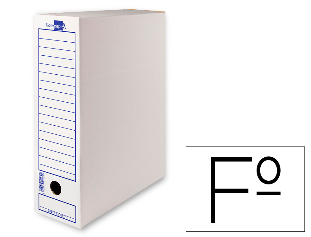 [11430] Caja archivo definitivo liderpapel folio carton reciclado 340g/m2 lomo 100 mm blanco 365x100x251 mm