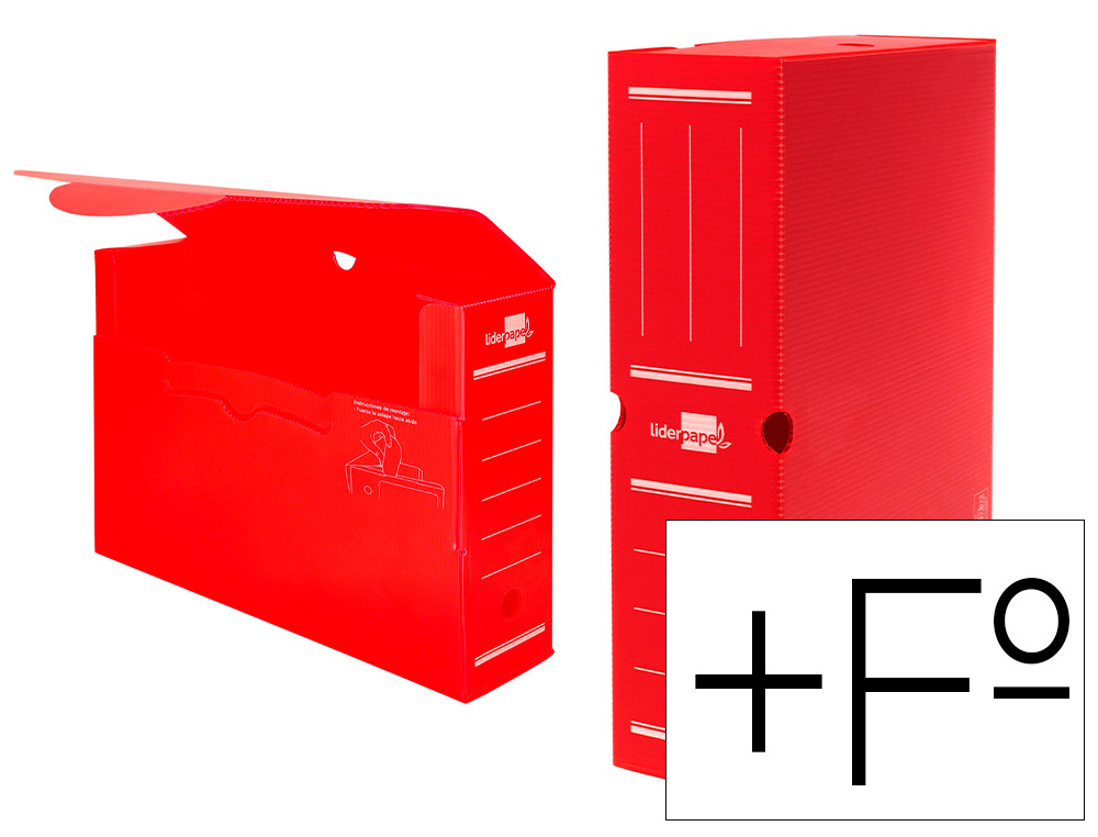 [11356] Caja archivo definitivo plastico liderpapel rojo 387x275x105 mm