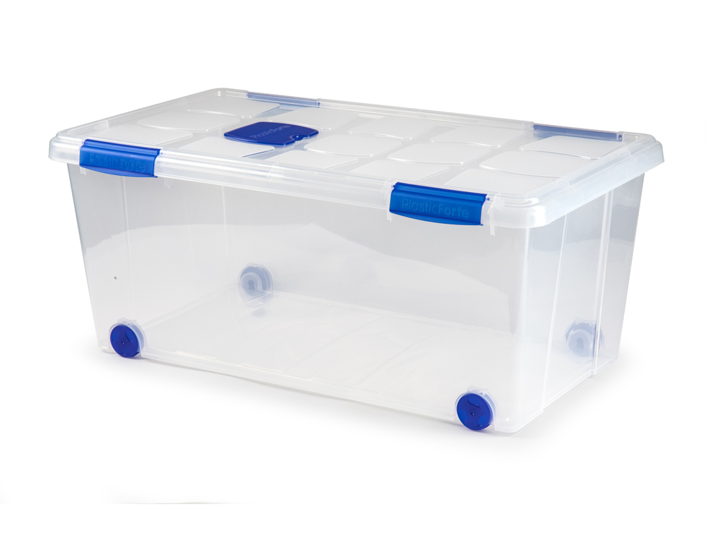 [173396] Contenedor plastico plasticforte n 7 transparente con tapa 61l 73x41x32 cm