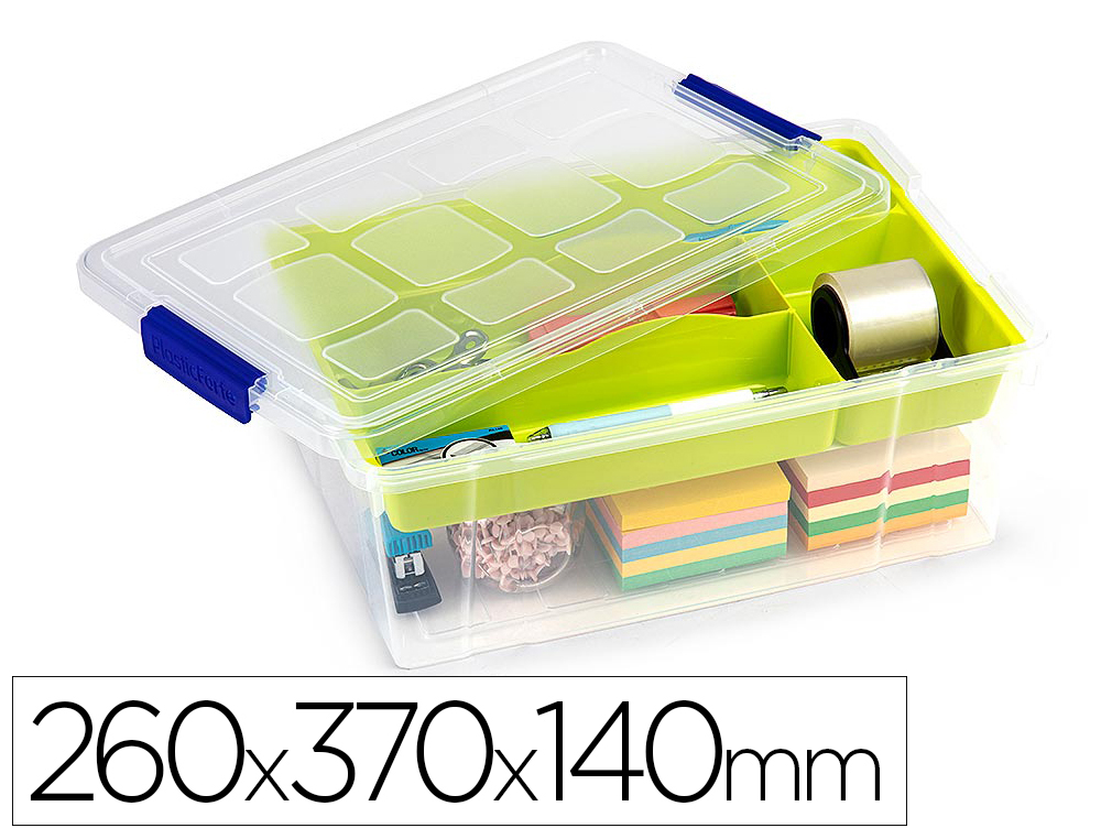 [164546] Contenedor plastico plasticforte 9 litros n 31 transparente con tapa y bandeja 260x370x140 mm