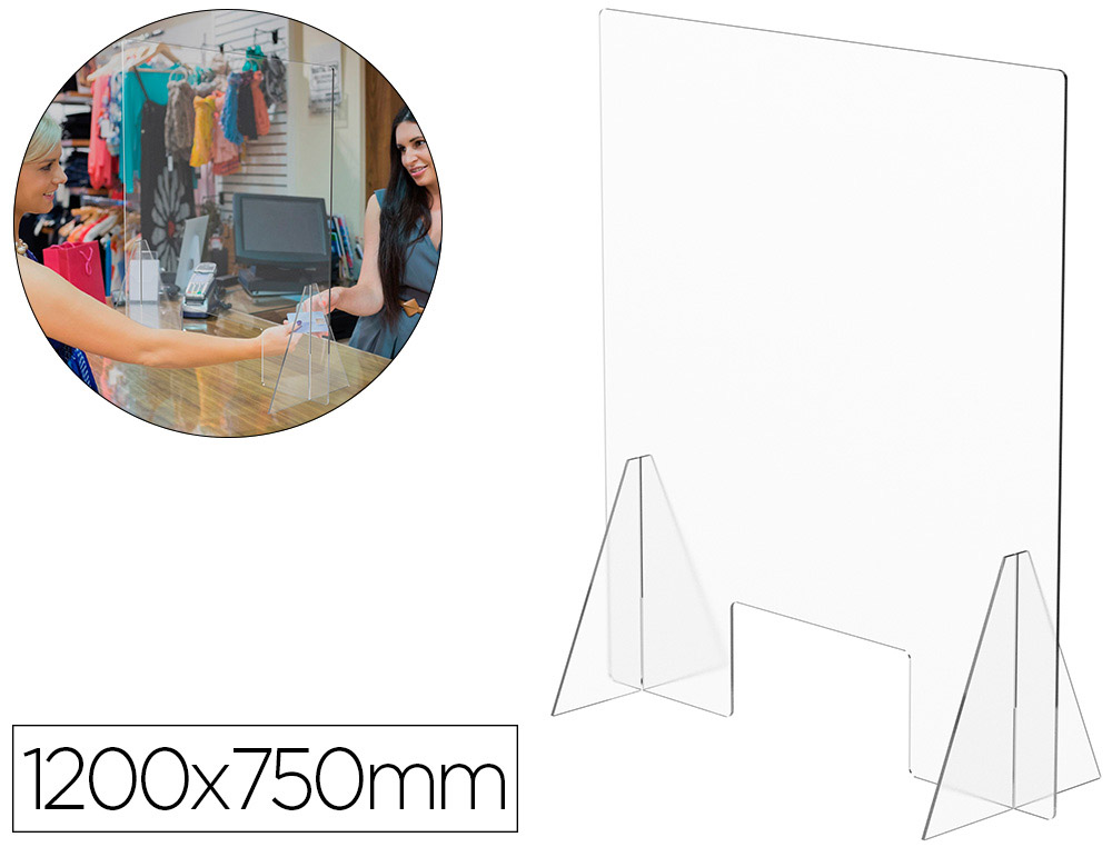 [159540] Pantalla de proteccion de mesa para mostrador metacrilato ventana 300 x 150 mm medidas 1200 x 750 mm