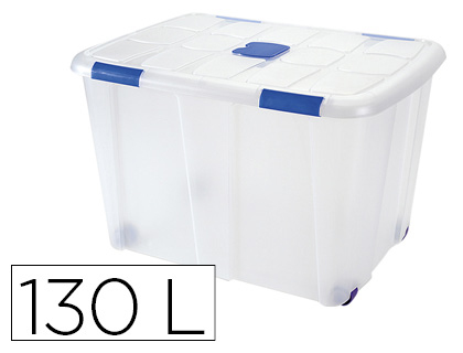 [155910] Contenedor plastico plasticforte 130 litros n 16 transparente con tapa 480x740x540 mm