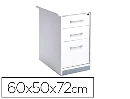 [150654] Cajonera rocada con tres cajones serie store 60x50x72 cm acabado aw04 blanco/blanco