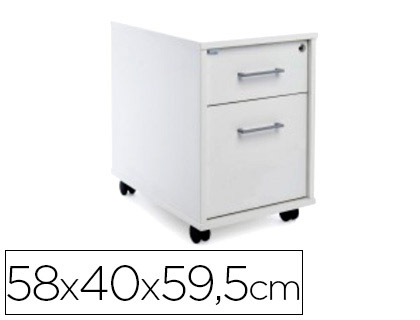 [150642] Cajonera rocada con dos cajones serie store 58x40x59,5 cm acabado aw04 blanco/blanco
