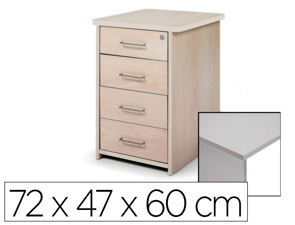 [36719] Cajonera rocada con 4 cajones serie store 72x47x60 acabado ab02 aluminio/gris