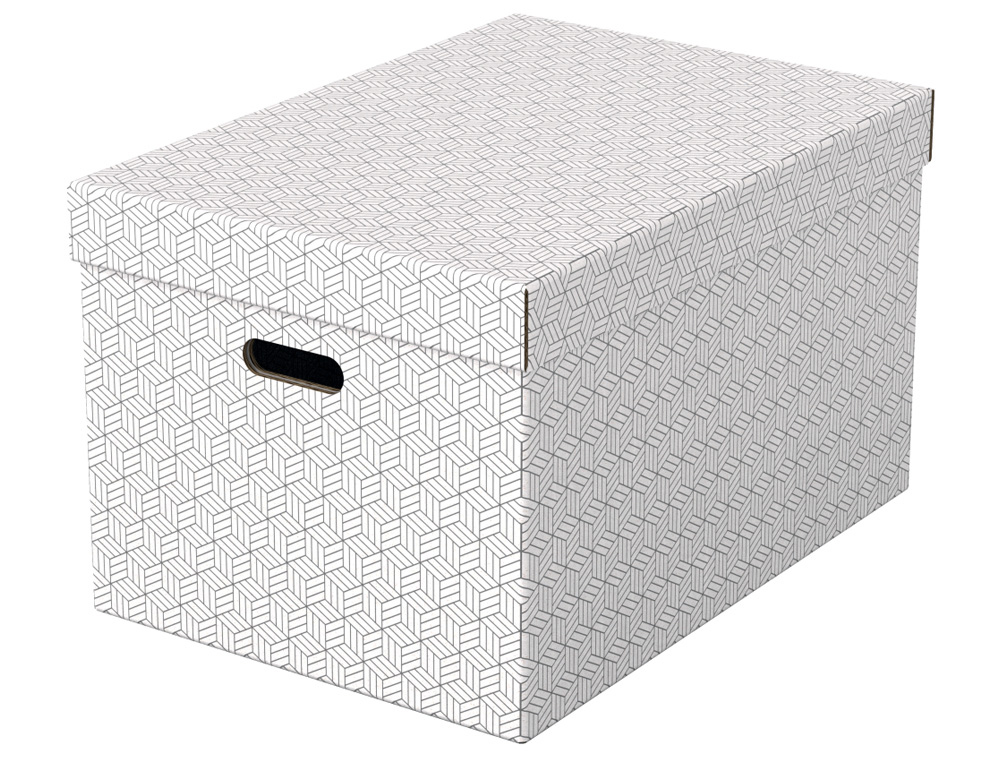 [241185] Caja almacenamiento esselte grande color blanco 510x355x305 mm pack de 3 unidades