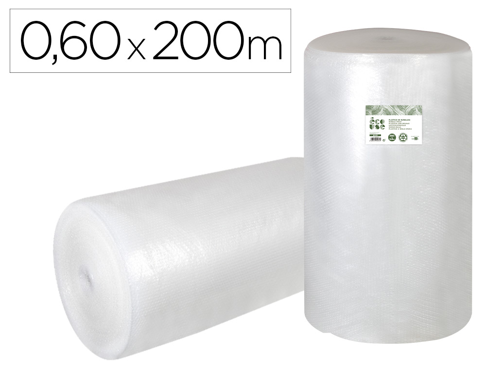 [166166] Plastico burbuja liderpapel ecouse 0.60x200m 30% de plastico reciclado
