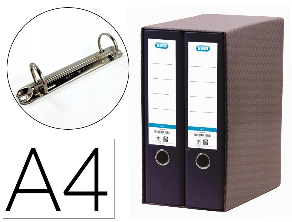 [150311] Modulo elba 2 archivadores de palanca din a4 con rado 2 anillas negro lomo de 80 mm