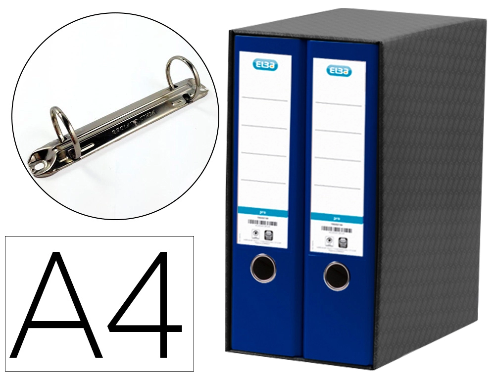 [150309] Modulo elba 2 archivadores de palanca din a4 con rado 2 anillas azul lomo de 80 mm