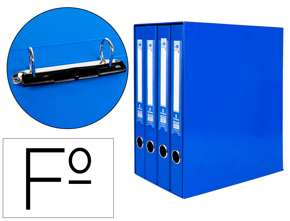 [25069] Modulo liderpapel 4 archivadores folio 2 anillas mixtas 25mm azul