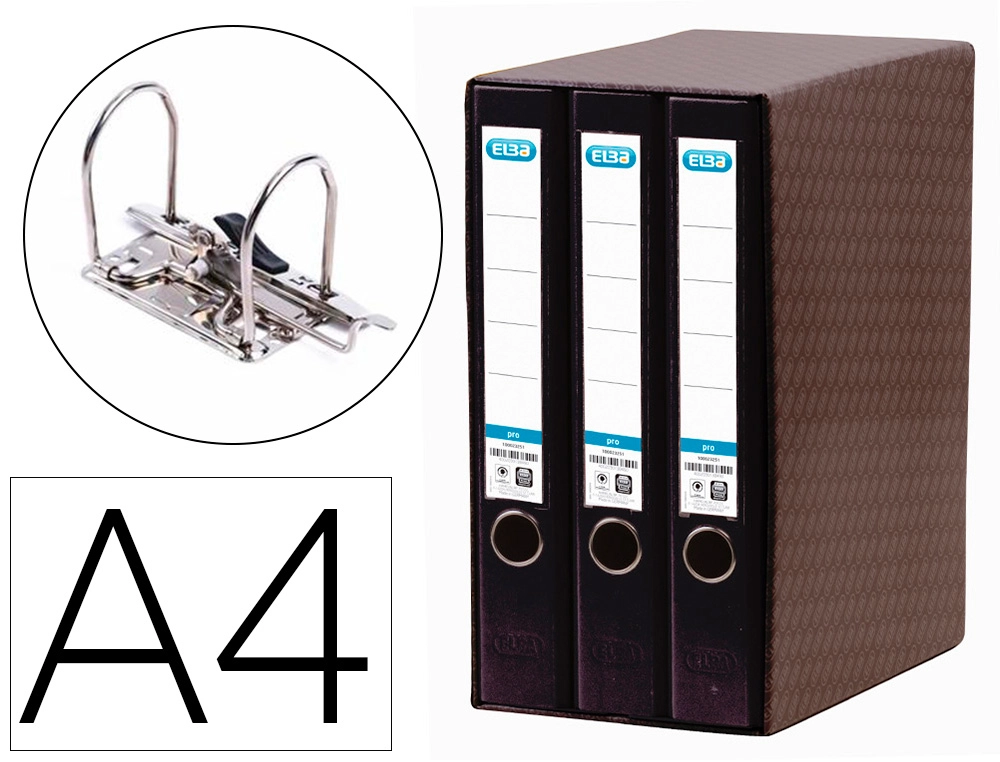 [23117] Modulo elba 3 archivadores de palanca din a4 2 anillas negro lomo de 50 mm