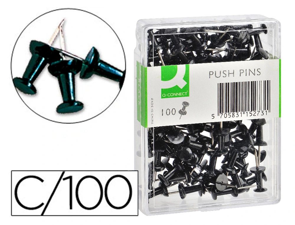 Señalizador de planos q-connect negro caja de 100 unidades