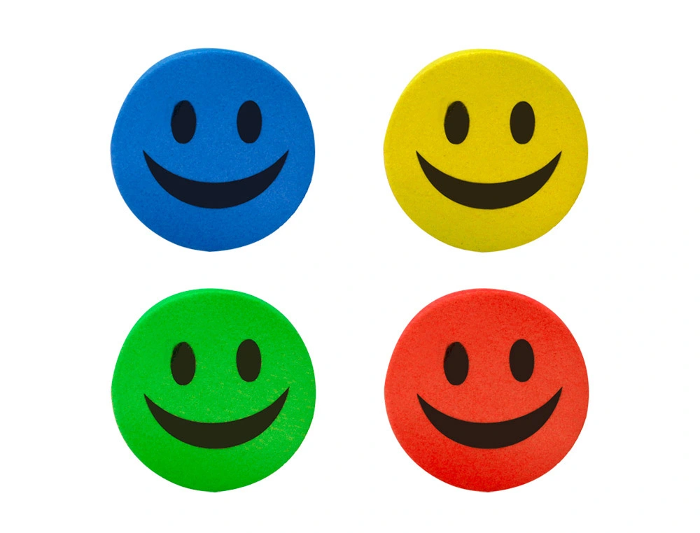 [10701] Borrador liderpapel pizarra blanca redondo 5 cm diametro magnetico cara smiley colores surtidos
