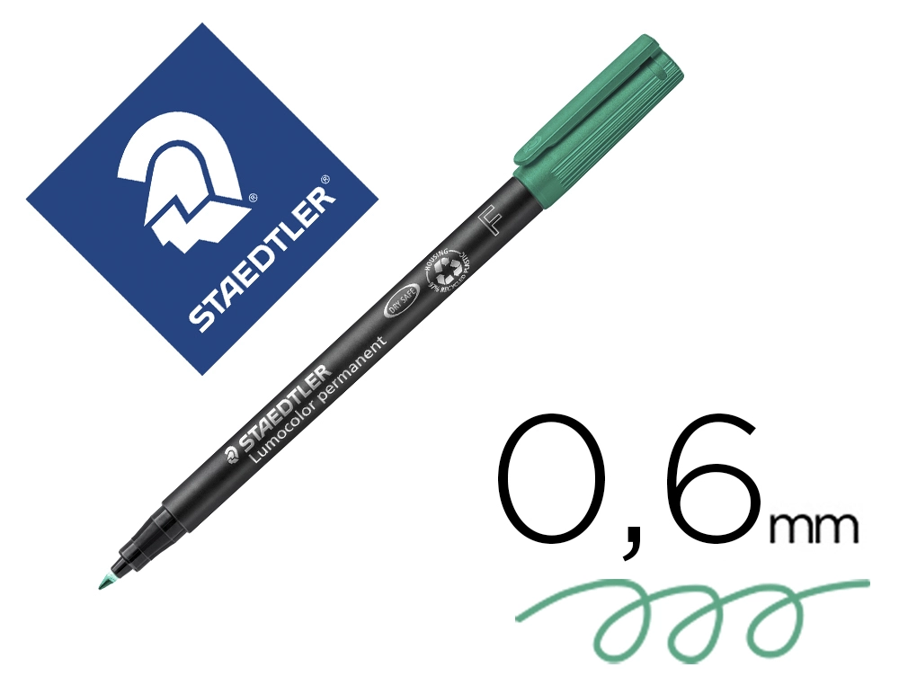 [10562] Rotulador staedtler lumocolor retroproyeccion punta de fibrapermanente 318-5 verde punta fina redonda 0.6 mm