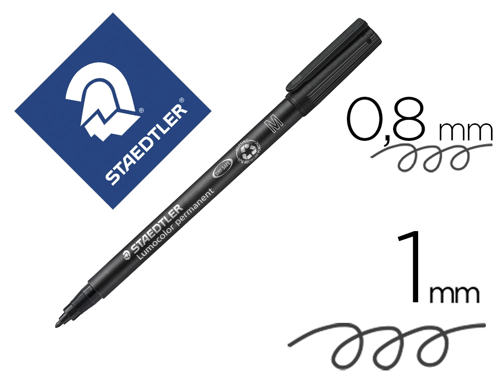 [10559] Rotulador staedtler lumocolor retroproyeccion punta de fibrapermanente 317-9 negro punta media redonda 0.8-1 mm